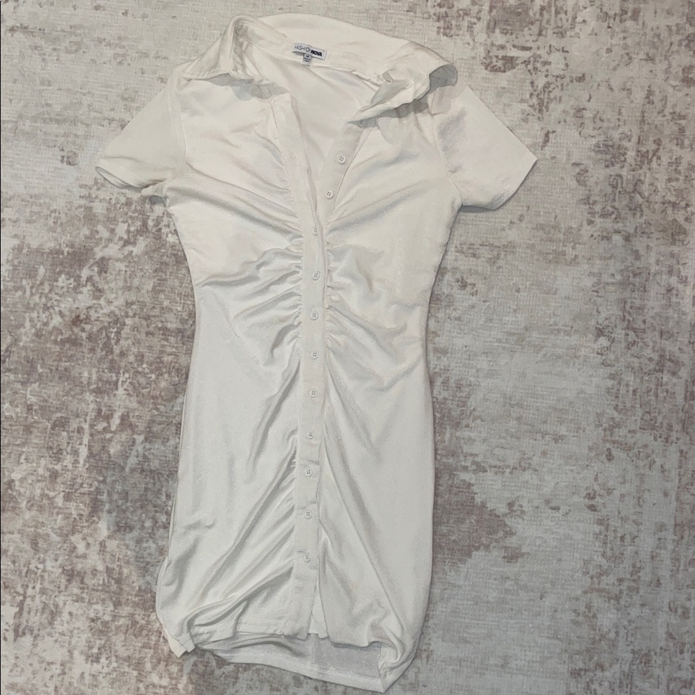 Elegant White Button-Up Dress